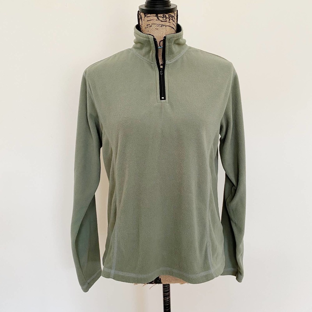 Pacific Fly Womens Moss Green Quarter Zip Layer Fleece Jacket Size Medium